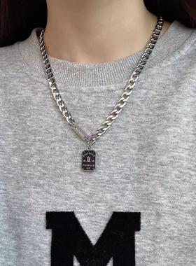 好运铭牌钛钢项炼男女ins冷淡风轻奢小众毛衣炼个性嘻哈卫衣配饰