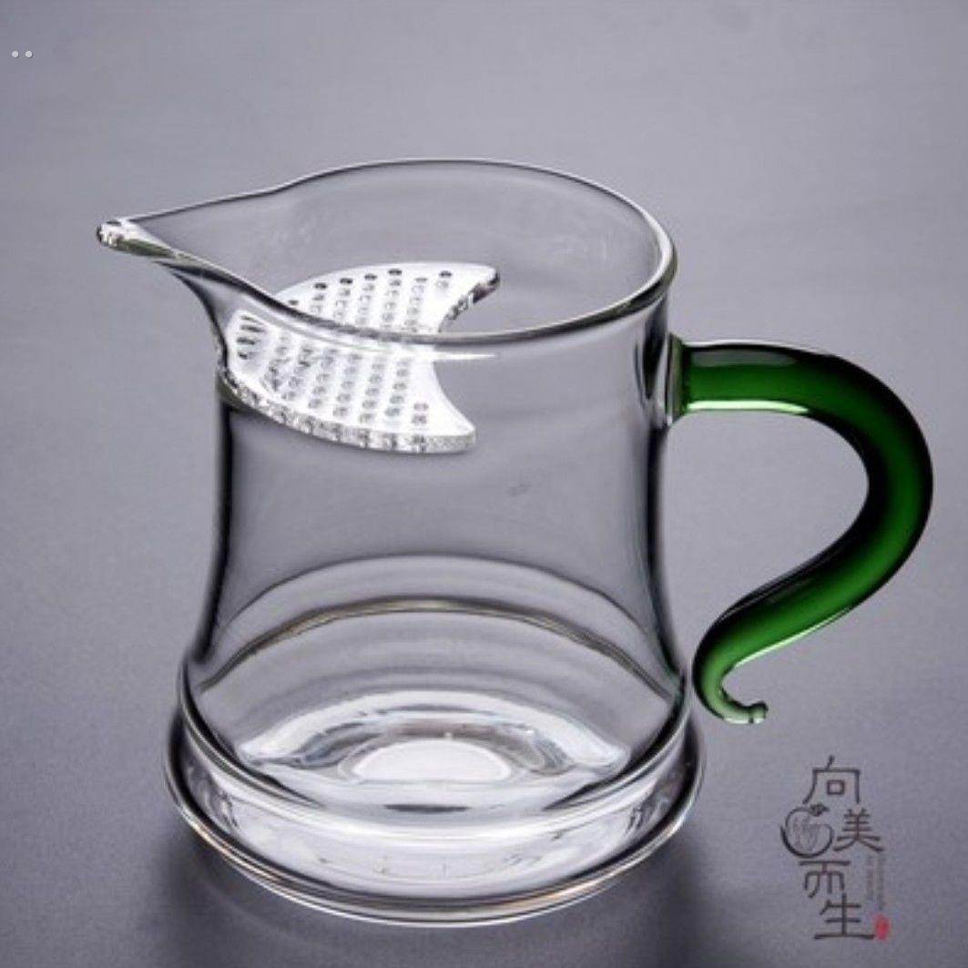 加厚玻璃公道杯绿茶泡茶器泡茶壶耐热方形月牙过滤茶漏一体分茶器 - 图3