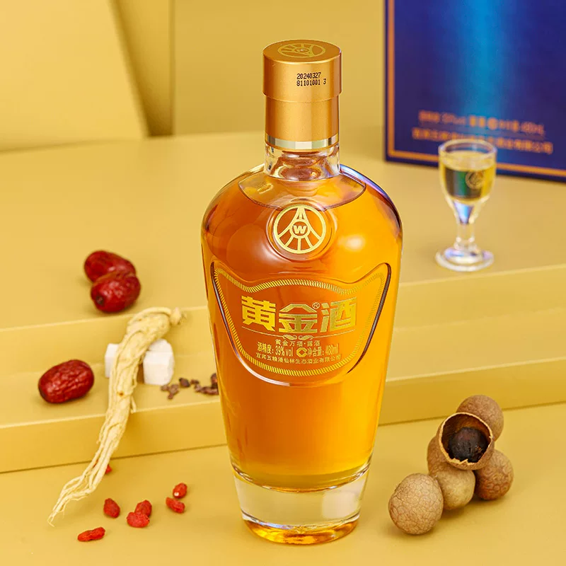 [Праздничный подарок] Золотое вино 39 градусов Wanfu Wine 480мл×6, упаковано в целый короб с подарочным мешком 52 градуса 480мл×2