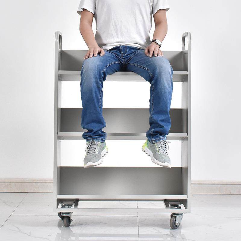 图书馆静音书车小推车书梯移动书车三四步登高梯档案文件推车平板 - 图1