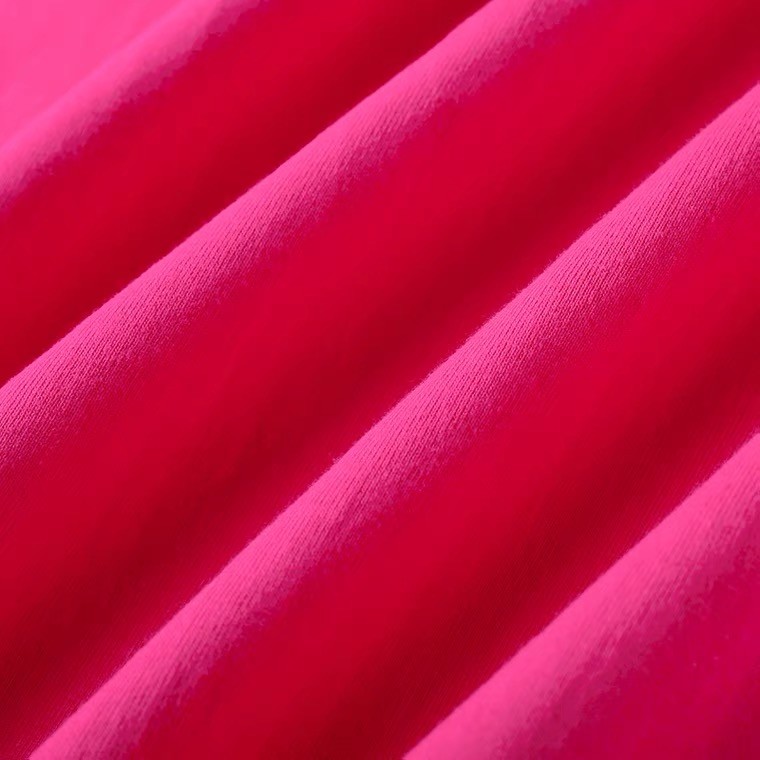 巨显白の树莓粉 重磅玫红色纯棉短袖t恤 精梳棉宽松情侣上衣 - 图2