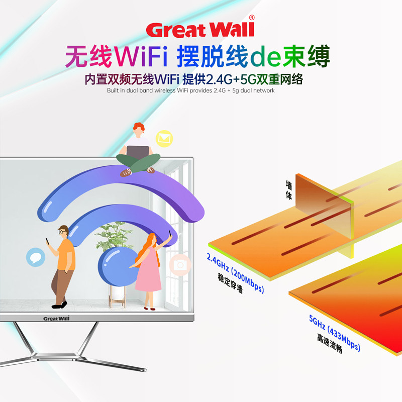 长城22-24-27英寸整机高配i5i79amd 长城觉醒破晓一体机