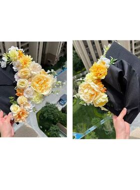 苗银学士帽diy成品簪花仿真花大学生毕业照硕士帽送女友送闺蜜