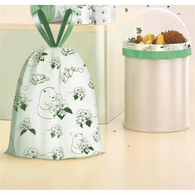 印花抽绳垃圾袋家用客厅手提式塑料袋宿舍拉级袋