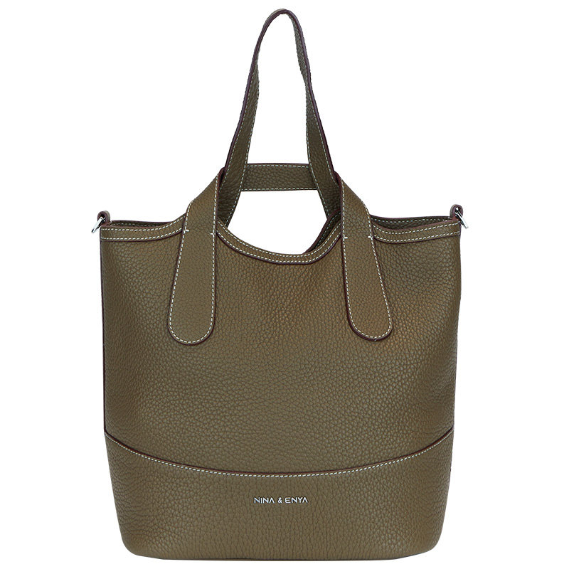nina enya大号菜篮牛皮手提吊篮 NINAENYA女士包袋
