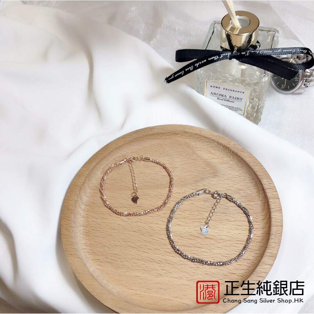香港正生银饰925银满天星闪亮扭纹蛇骨手链日韩简约时尚女款饰品