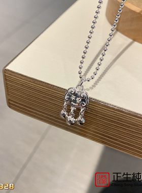 正生纯银999网红小众设计学生平安锁福锁项链女绳子项链生日礼物