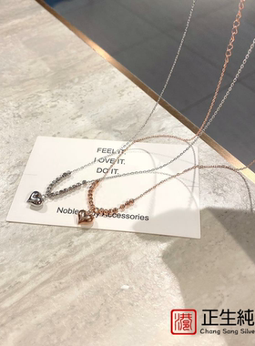 正生纯银S925轻奢小众爱心项链2022年新款女ins高级感锁骨链配饰
