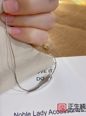 香港正生纯银s925时尚蒲瓜项链女锁骨链轻奢小众设计高级2021新款