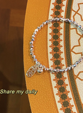 香港正生纯银925纯银转运珠手链碎银子平安铃铛通体纯银手链银饰