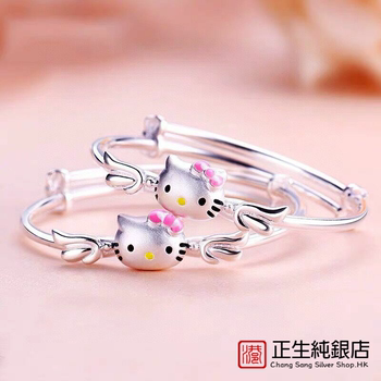 ຮ່ອງກົງ Zhengsheng ຮົງກົງ Zhengsheng Angel kt cat girl baby sterling silver bracelet pure silver 999 ເດັກນ້ອຍແລະເດັກນ້ອຍຂະຫນາດໃຫຍ່