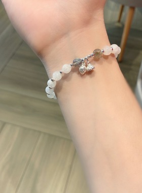 香港正生纯银正生福S925纯银韩版时尚手链女DIY纯银光珠月光石莲