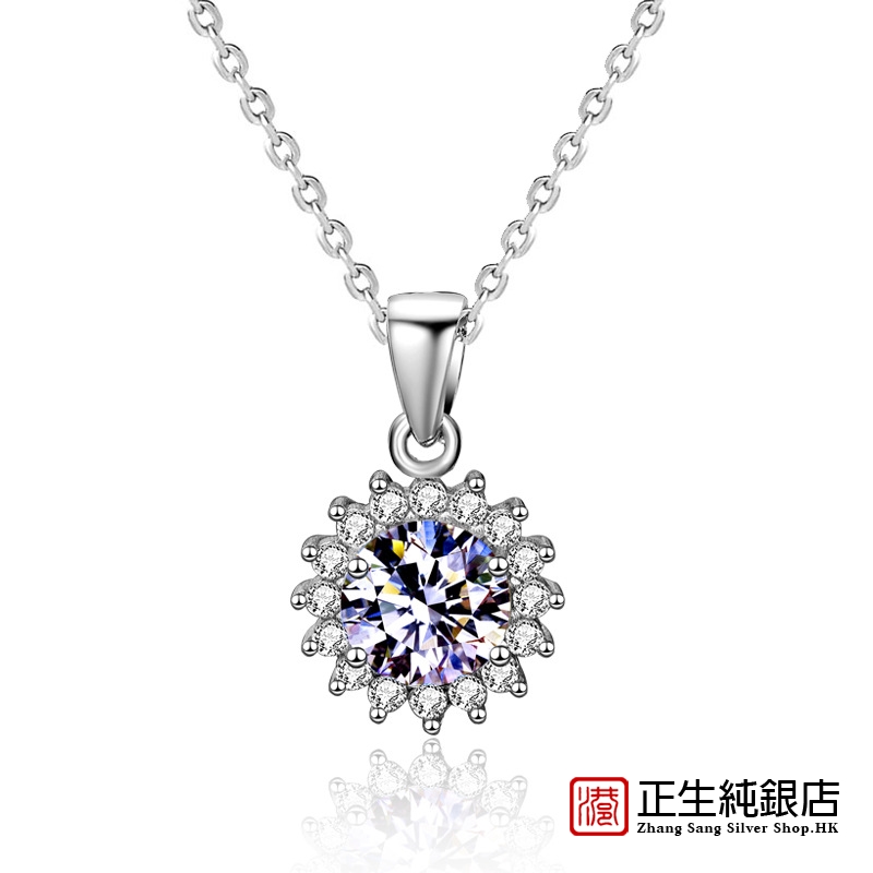 香港正生纯银莫桑925纯银太阳花项链ins女士欧美花朵吊坠跨境锁骨 - 图3
