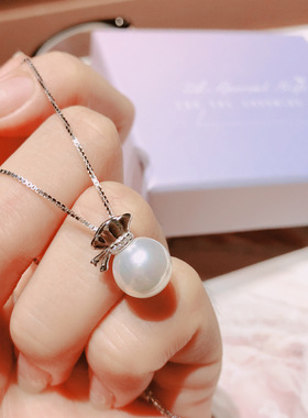 香港正生纯银颈链s925纯银短款锁骨贝珠福袋项链网红款简约脖子饰