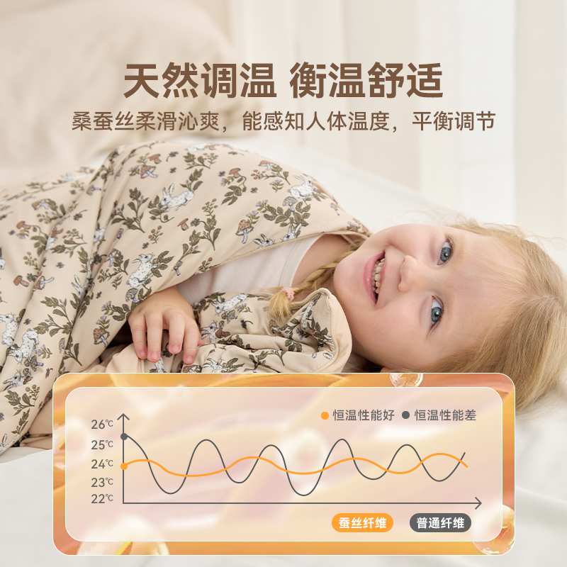 英氏乐享婴儿童100%桑蚕丝夏凉被子宝宝专用小被芯秋冬豆豆绒盖被