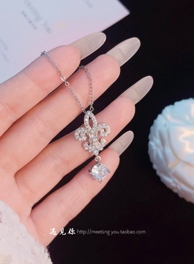 S925纯银鸢尾花项链轻奢小众