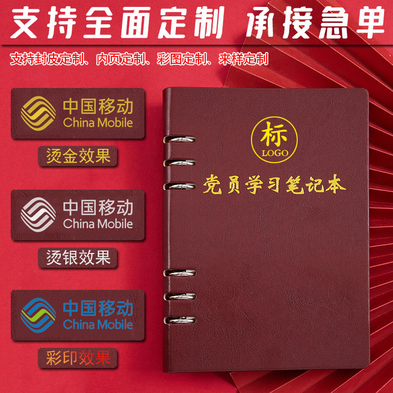 党员学习笔记本活页2024年新版a5三会一课可拆卸32k办公工作笔记本b5会议记录本记事本16k党支部定制可印logo - 图3