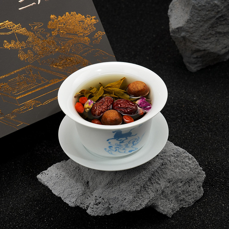 甘肃省博物馆文创金城揽胜三炮台八宝茶礼盒伴手礼兰州盖碗茶礼品