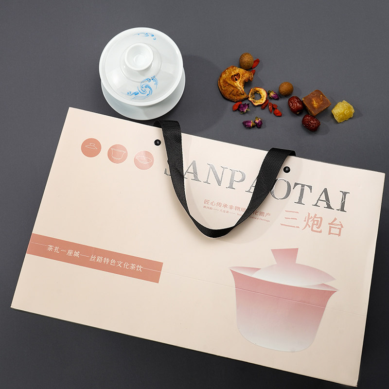 甘肃省博物馆文创金城揽胜三炮台八宝茶礼盒伴手礼兰州盖碗茶礼品