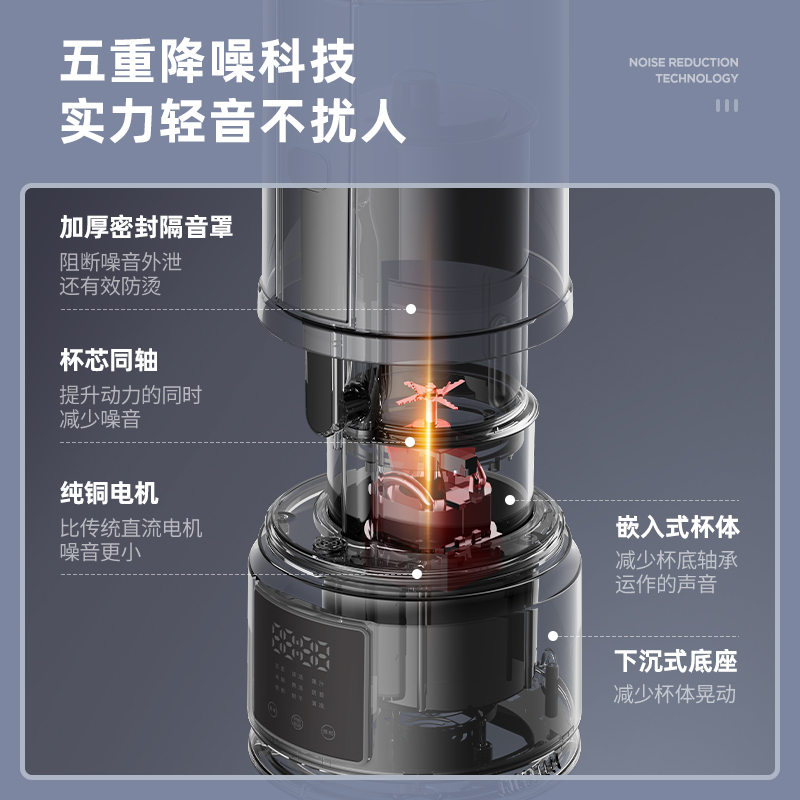 天猫超市德国蓝宝轻音破壁机家用加热全自动小型豆浆机非静音多功能料理机1