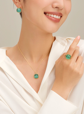 OUBIYABI欧比雅比曼波曼波梦境 薄荷仿猫眼项链戒指耳扣生日礼物