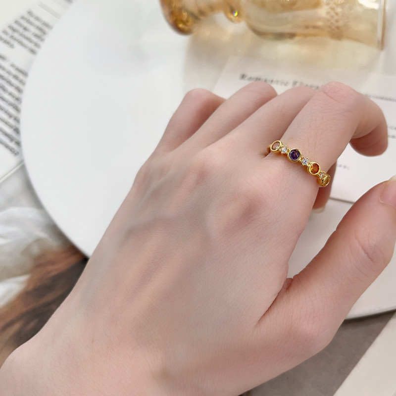 OUBIYABI Oubiyabi floating series bubble round zirconium ring light luxury open ring birthday gift for women