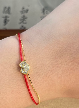 OUBIYABI欧比雅比福气转运礼物本命年红绳葫芦叠戴手镯手链手饰女
