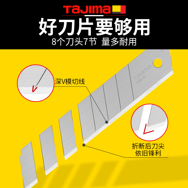 田岛22mm重型美工刀片裁纸田岛LB62H LC620B替刃墙壁纸10片/盒 - 图1