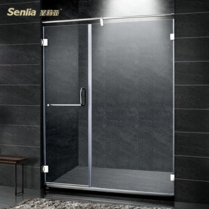 圣莉亚淋浴房不锈钢平开门一字型简易整体浴室玻璃门隔断定制7302