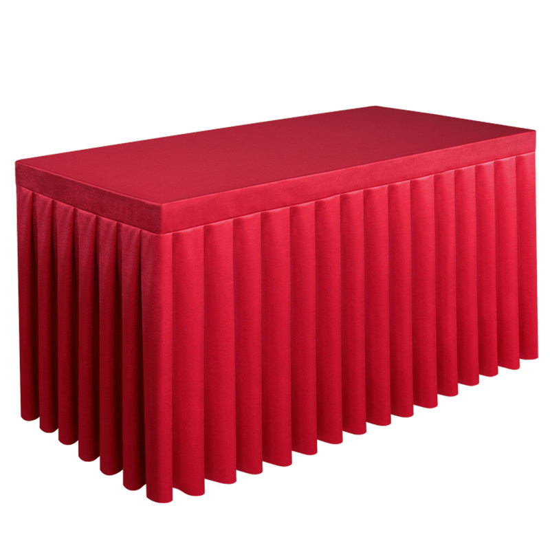 会议桌布轻奢高级感白色桌裙台裙会议室长条桌套罩定制长方形台布 - 图3