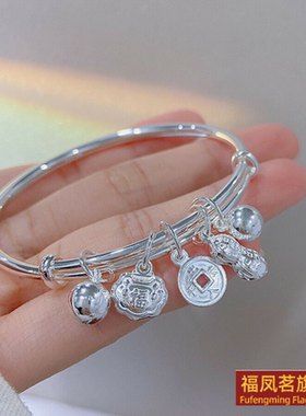 原创设计女银饰正生五宝花生手镯