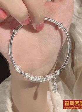 原创设计女银饰香港正生足银手镯