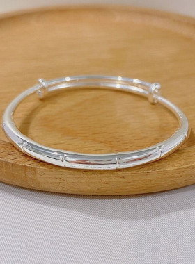 9999纯银竹节银手镯生日礼物