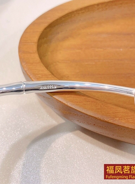 民族风女银饰香港正生光面竹手镯