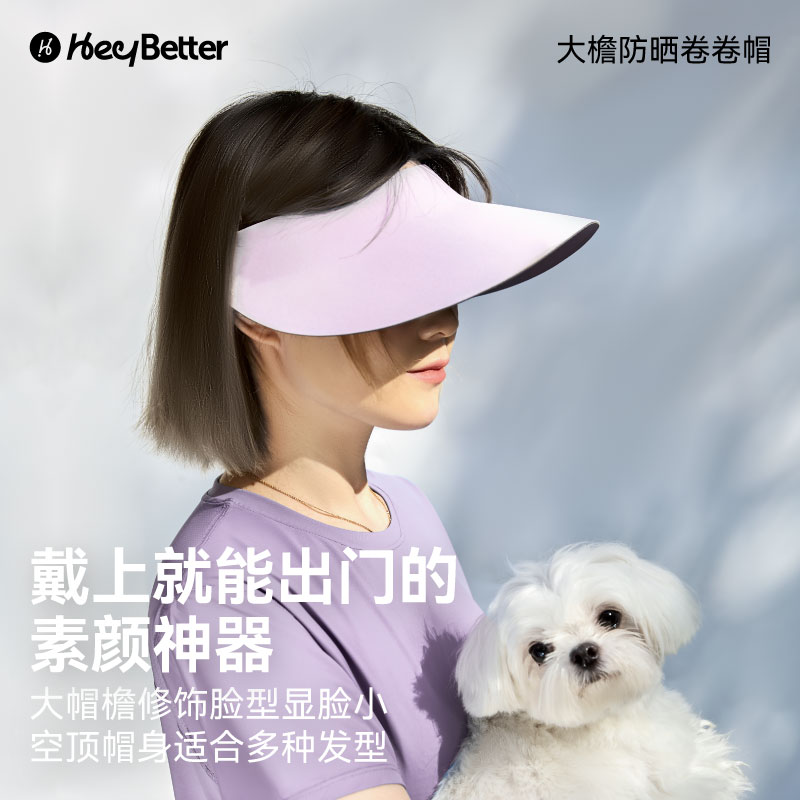 HeyBetter防晒帽女士夏大帽檐太阳帽可折叠骑车空顶成人遮阳帽子