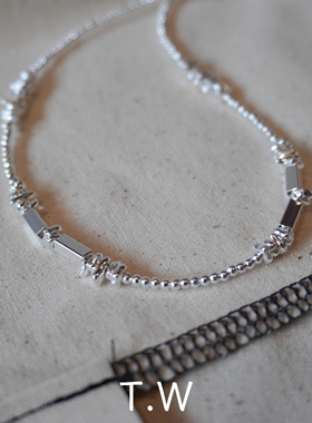 925纯银圆珠多元素碎银项链