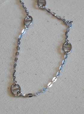 通体纯银猪鼻子项链女