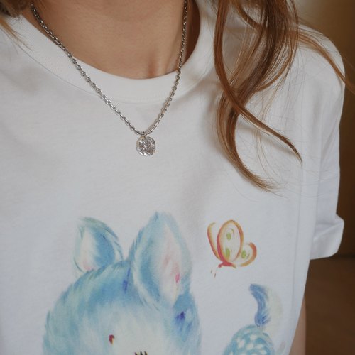 日韩风春夏新品通体925纯银纯手工抛光打磨英文字母吊坠圆牌项链 - 图0