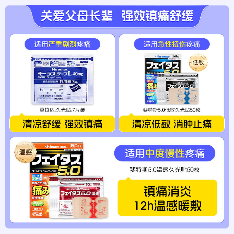 【自营】日本久光制药Hisamitsu膏药镇痛贴消炎止痛膏7枚*3包