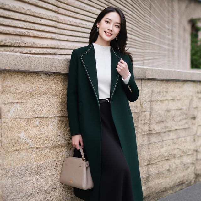 Yingzhishang woolen woolen coat women's shoulder thick coat