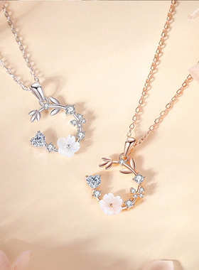 花飞蝶舞项链纯银清新甜美锁骨链