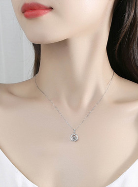 灵动几何圆形S925纯银项链冷淡风