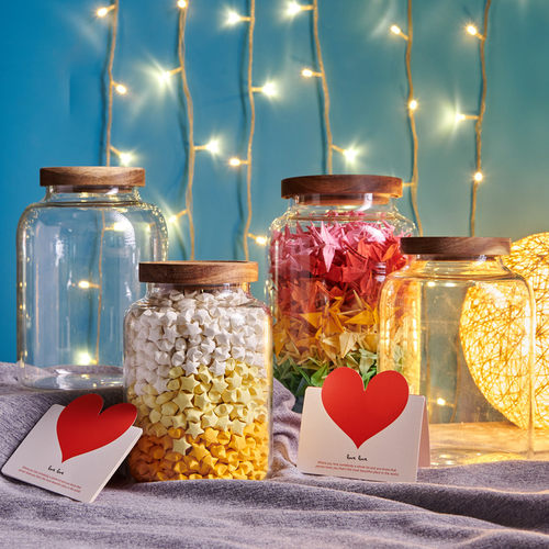 玻璃罐纸鹤收纳瓶幸运星星瓶许愿瓶大号特大漂流同学新年创意礼物 - 图2