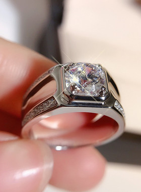 磨砂款男生结婚微镶求婚戒指