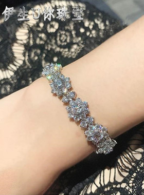 银镀玫瑰金进口莫桑石太阳花手链