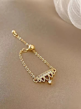 PRINGXY女小众皇冠链条戒指