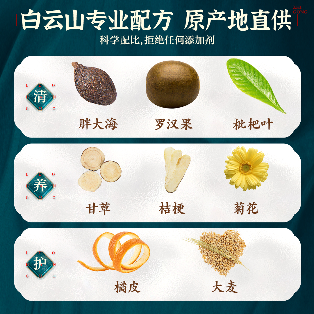 阿里健康大药房白云山罗汉果菊花胖大海养生茶叶包正品非养肺结节清肺润肺散结茶2