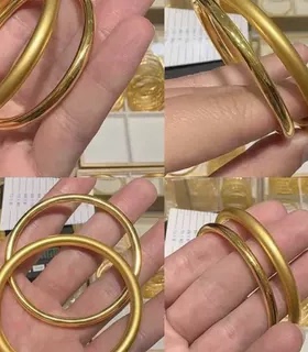古法传承金包银素圈实心黄金镯子