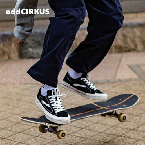 oddCIRKUS ASTLEY NEON 经典黑色滑板鞋运动户外日系街头板鞋男女 - 图1