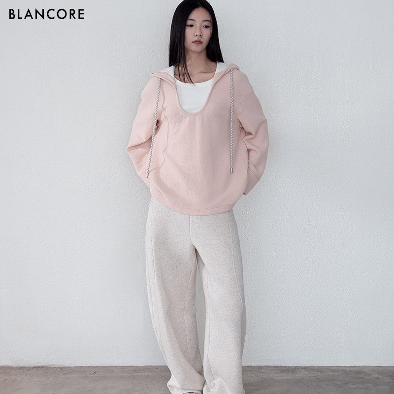 【设计师品牌BLANCORE】2026春新品休闲直筒白色松紧腰卫裤弯刀裤,淘宝优惠券,粉丝福利购,淘宝优惠卷